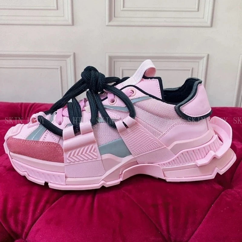 2026 Fashion Women Sneakers Size 35-46 High Quality  Platform Sneaker Men Casual Shoes Sports Running Shoes Lace Up Patchwork
