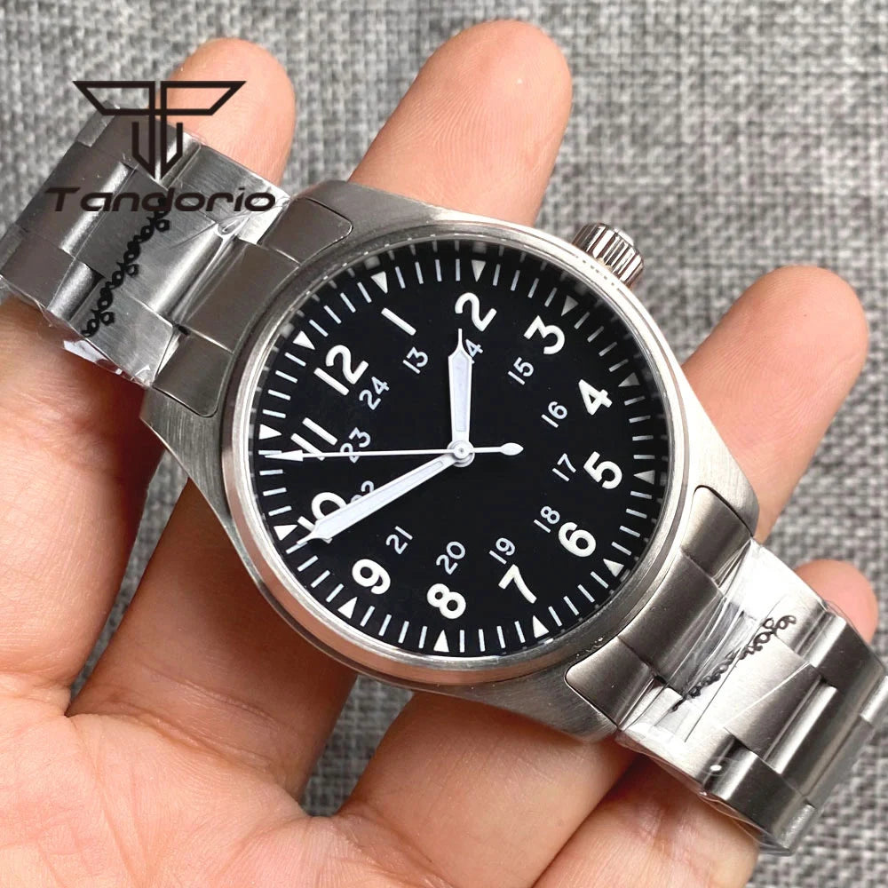 Tandorio 39mm Diving Pilot Automatic Watch for Men NH35/PT5000/Miyota8215 Movement AR Sapphire Crystal 20BAR Waterproof Luminous