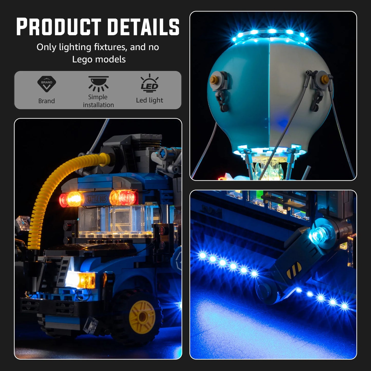 No Model LED Lighting Set Suitable for LEGO Fortnite Battle Bus 77073 Building Blocks