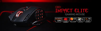 Redragon M913 gamingmus 16000 DPI trådbunden 2.4Ghz trådlös RGB optisk gamermus med 16 programmerbara knappar, svart/vit mus