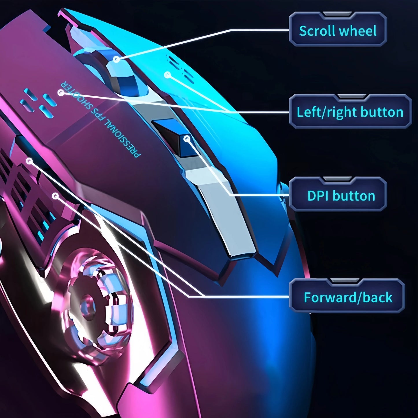 Rechargeable Wireless Gaming Mouse – Silent Bluetooth/USB, RGB Backlight, E-Sports for PC