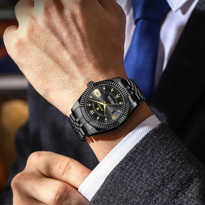 Montre pour homme POEDAGAR – Modèle de luxe, étanche, en acier inoxydable, avec affichage luminescent, style militaire, fonction date, mouvement à quartz, idéale pour le travail ou les occasions professionnelles.