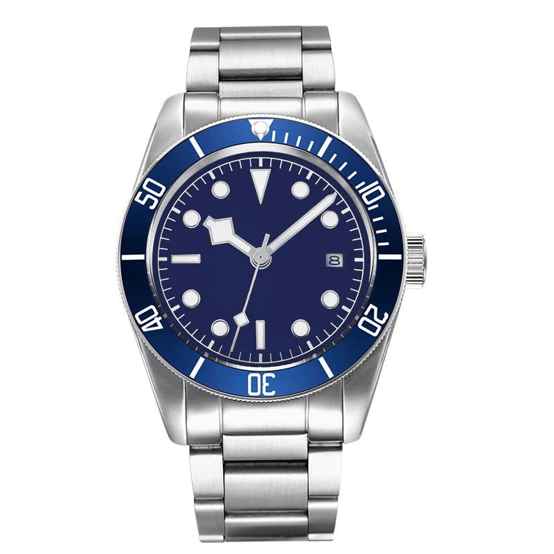 41MM Custom Name NH35A / Miyota 8215 Personalized Men's Automatic Watch Black Dial · Sapphire Crystal · 20ATM · Name & Logo E