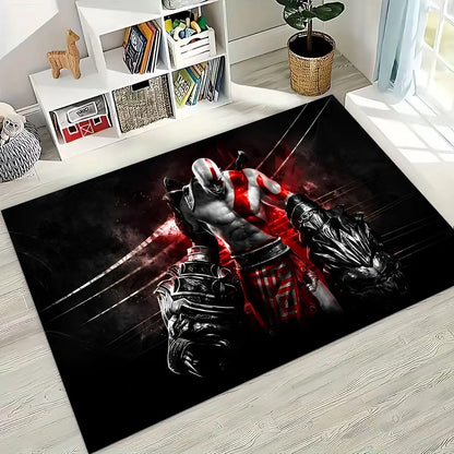 Classics God of War Kratos 3A Game Gamer Rug for Bedroom Living Room Sofa Home Doormat Decor, Large Kids Play Non-slip Floor Mat