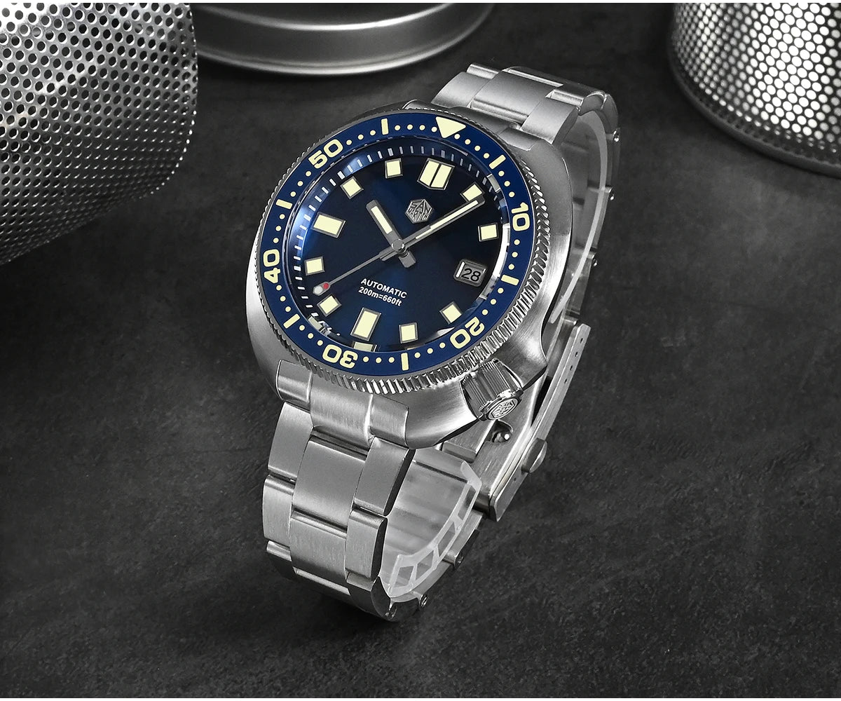 San Martin Turtle Men Diver Watch 44mm NH35 Automatic Mechanical Wristwatch Sapphire Waterproof 200m Luminous Relojes SN0047