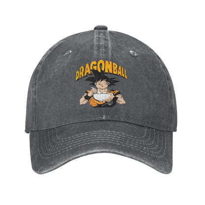 Retro DBZ dragon ball Goku Eating Ramen Baseball Caps Unisex Distressed Washed Sun Cap  Outdoor Summer Adjustable Fit Hats Cap