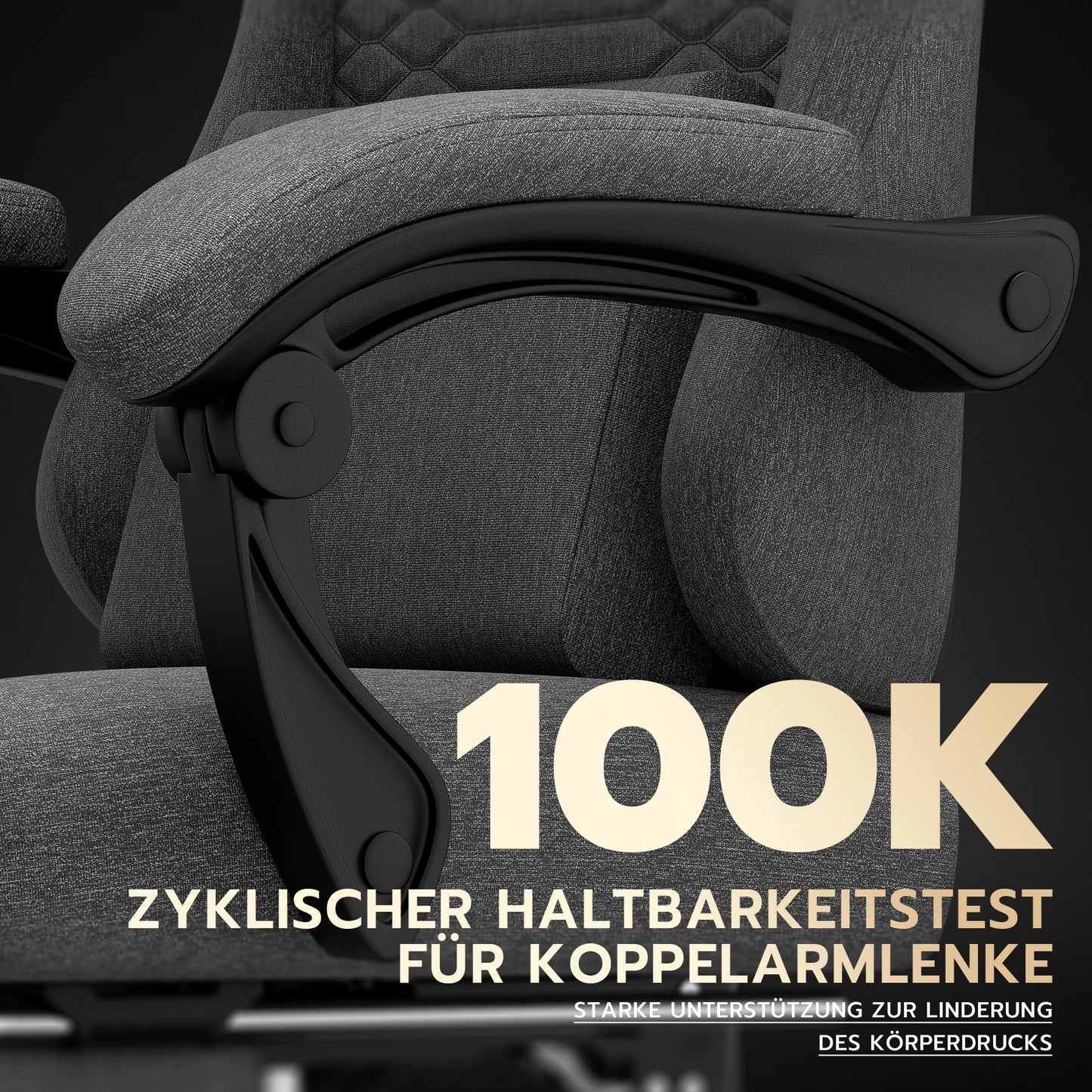 Dark Gray Fabric Gaming Chair, Massage Office Chair with Headrest, Ergonomic Racing Design, Adjustable Footrest, for PC Gamers