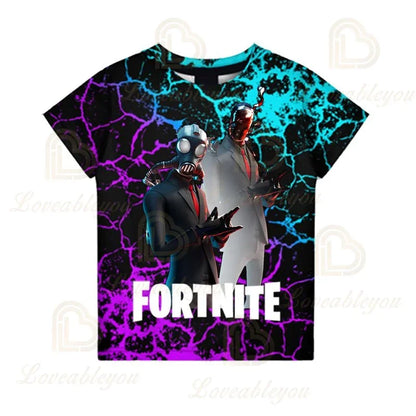 Fortnite T-Shirt für Jungen – Kinderoberteil für den Sommer, Kinderkleidung mit lustiger 3D-Battle-Royale-Game-Grafik, T-Shirt für Kleinkinder und Mädchen