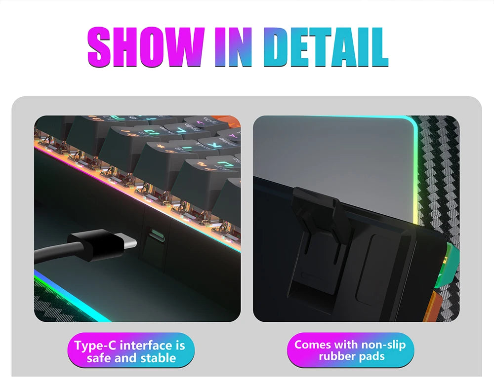 MUCAI MKA610Z Mechanical Color Esports Gaming Keyboard Ergonomic 61 Key Compact Response Fast RGB Light Effect Hot Plug