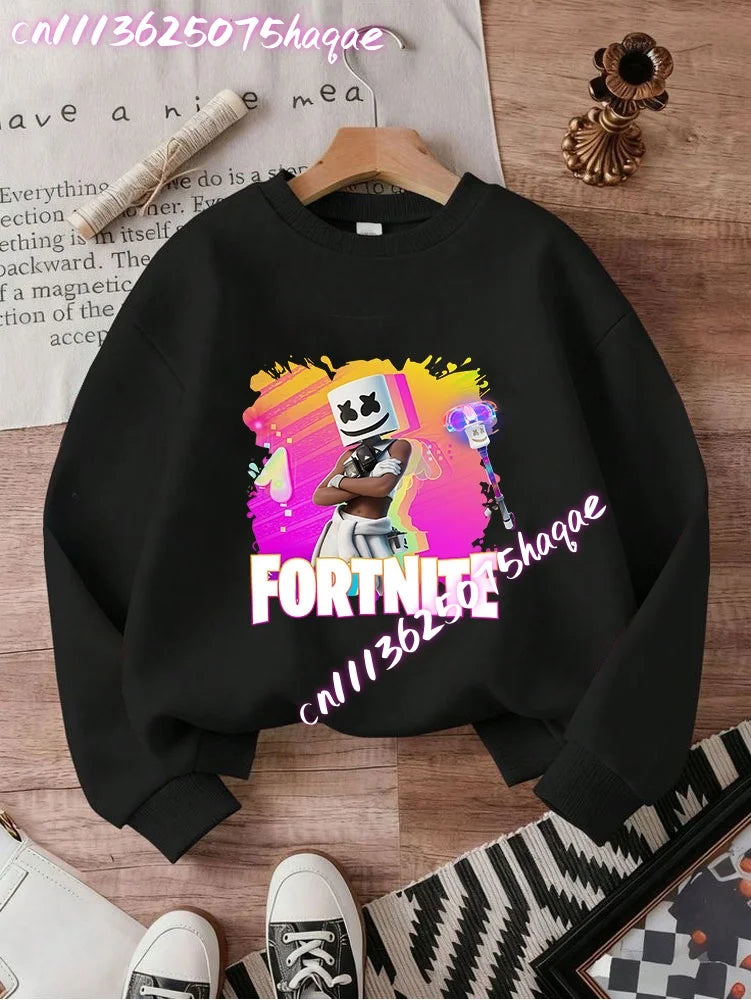 2026 Детски суитшърти с качулка Fortnites, аниме Fortress Night, пролетно-есенни худита за игра, спортно облекло за деца, подарък