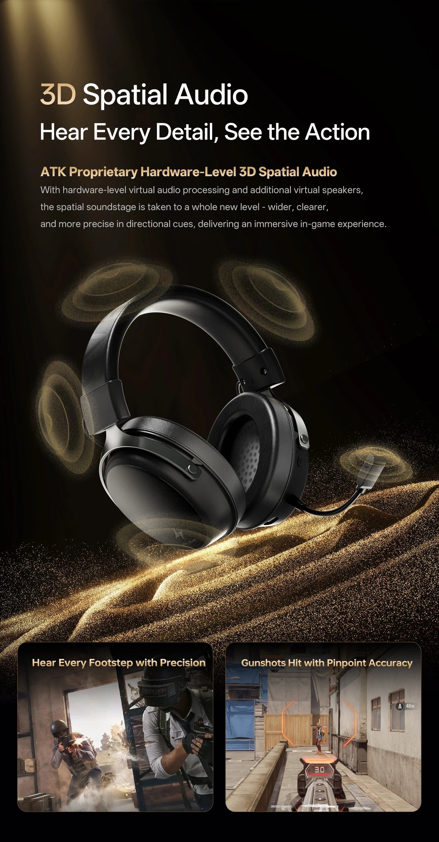 ATK N9 Pro Ultra Wireless Headset with Mic 7.1 sound Four Mode E-sports lightweight headphone Low latency noise reduction gift