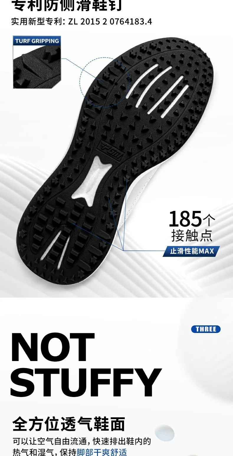 PGM Golf Men’s Sports Sneakers Super Soft Popcorn Midsole Knob Lace Anti-Slip Breathable Golf Shoes