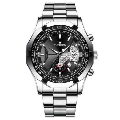 Reloj de pulsera de cuarzo de lujo BINBOND para hombre, luminiscente, resistente al agua, con fecha automática, de acero inoxidable