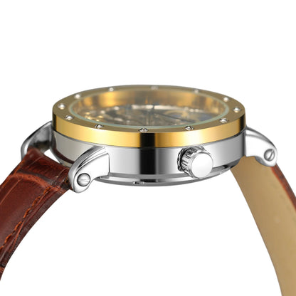 Montre-bracelet mécanique automatique SKROX pour homme, modèle squelette avec fonction GMT, phase de lune et tourbillon – Montre de luxe haut de gamme, élégante et originale.