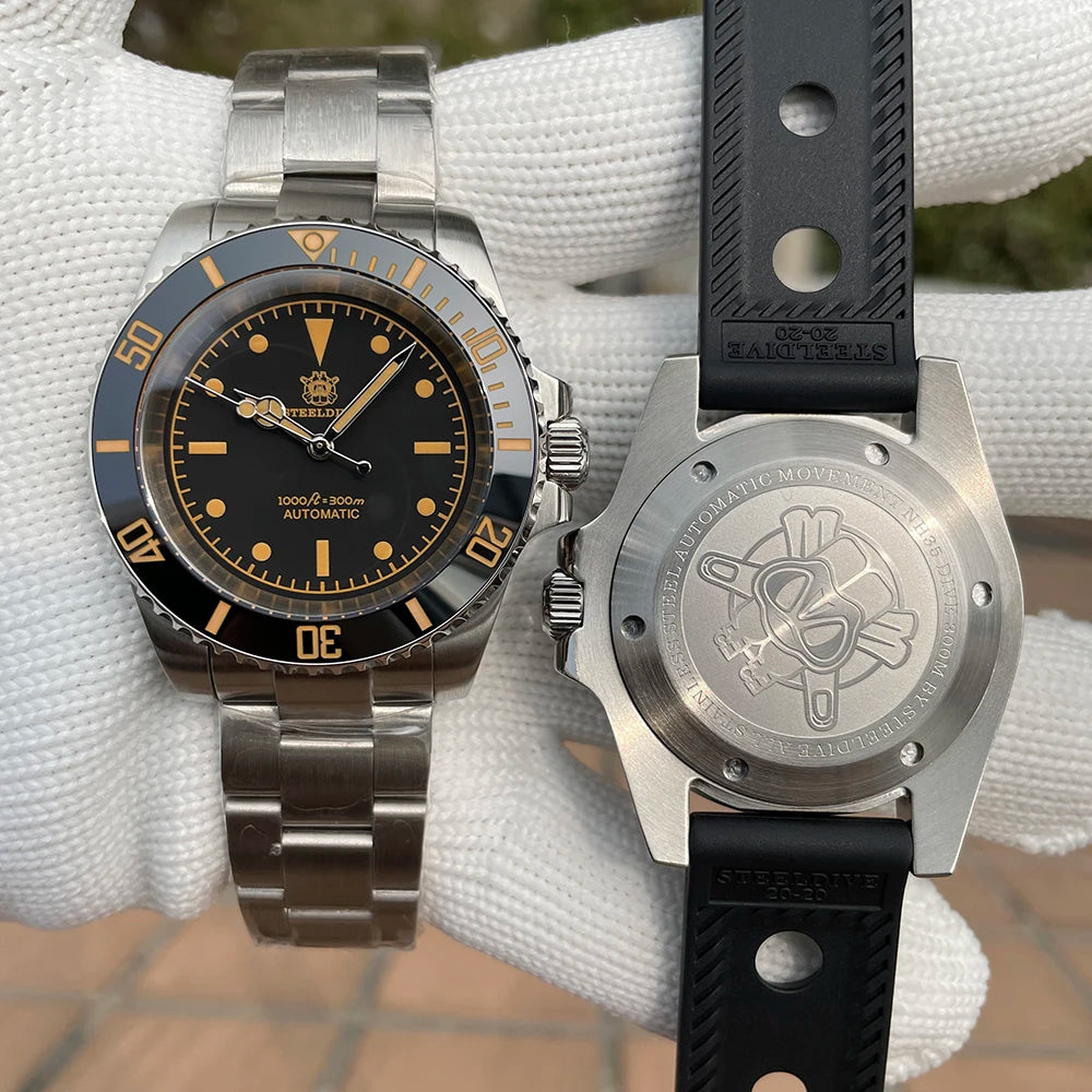 STEELDIVE SD1954V Ceramic Bezel 41MM Stainless Steel Case 300M Waterproof Vintage Luminous NH35 Automatic Mens Dive Watch