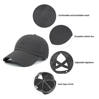 Cappellino da baseball estivo, completo da golf, cappellino sportivo e per il tempo libero con striscia trasversale, cappellino a becco d'anatra in rete ad asciugatura rapida