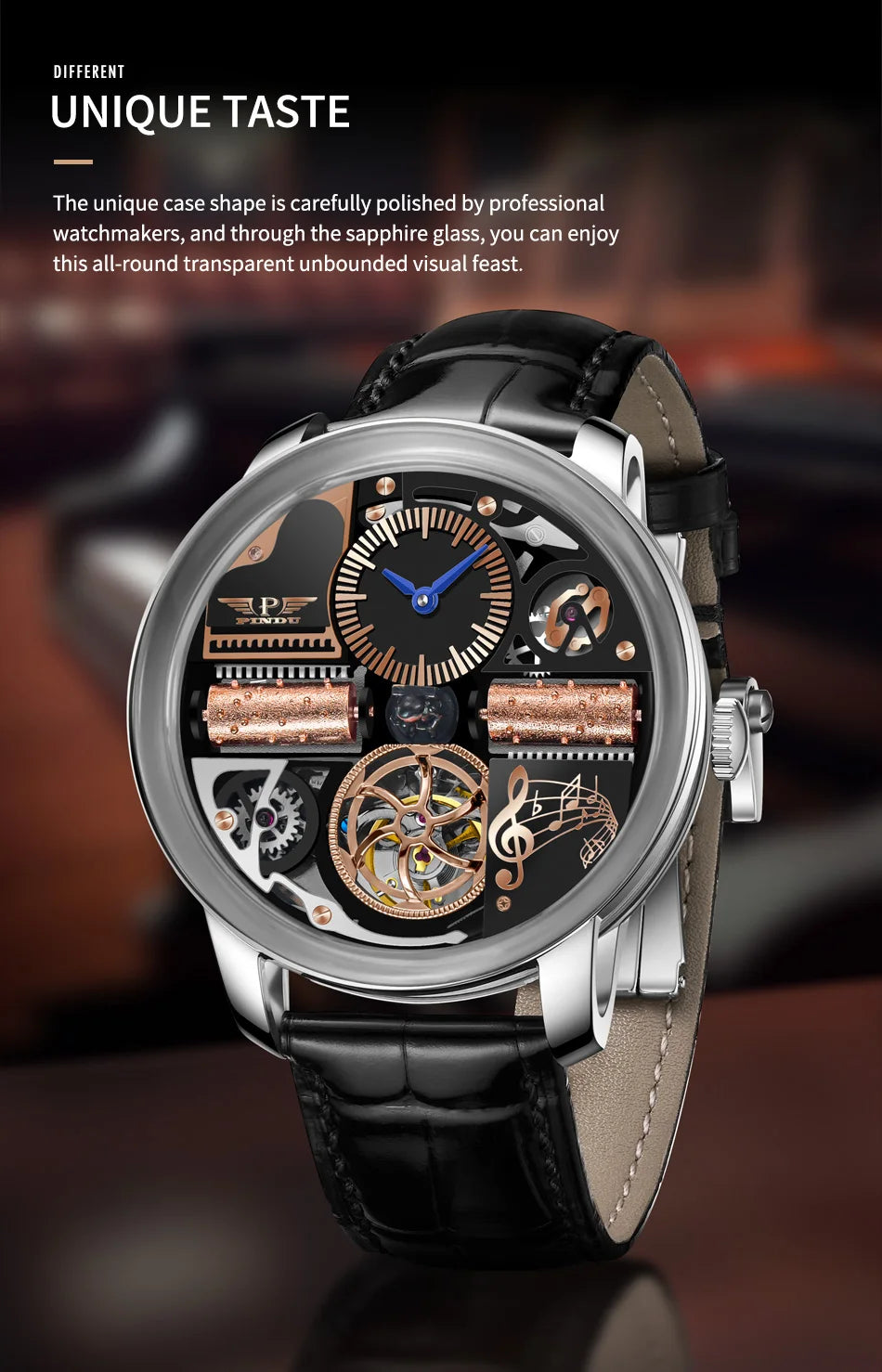 PINDU Watch New TOP Men Mechanical Watch Godfather Fashionable Classic Series 45.5MM Wristwatches Men M2791B