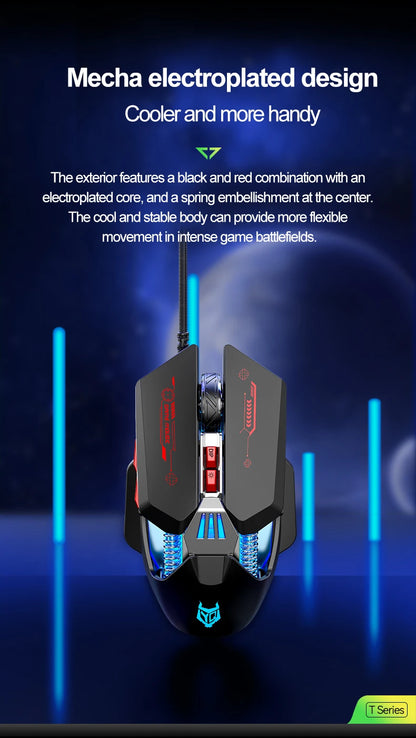 1K Hz Gaming Mouse Wired APAYADO T4 RGB Mouse with Ultra-light Cord 60IPS,12800DPI for Laptop/Computer