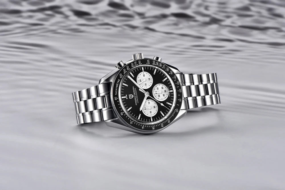 Reloj PAGANI DESIGN Moon: cronógrafo de cuarzo de lujo para hombre, estilo deportivo, cristal de zafiro con tratamiento antirreflectante, esfera luminiscente