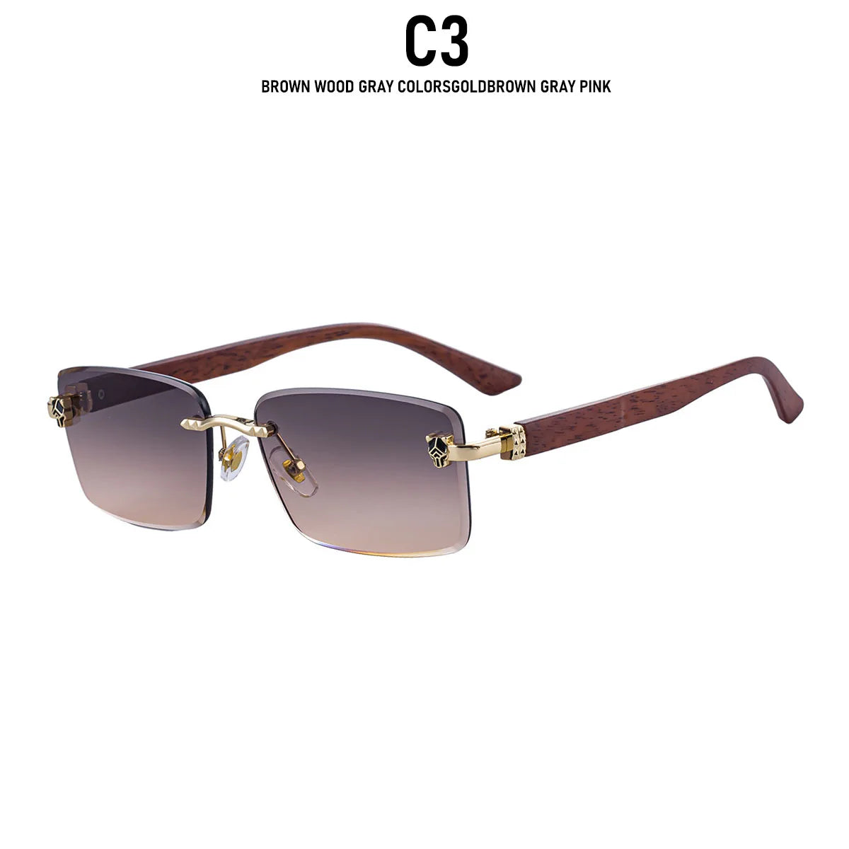 2026 Wooden Rimless Sunglasses Women Trendy Retro UV400 Protection Square Sunglass Men Brand Design Fashion Glasses Dropshipping