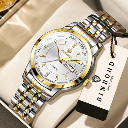 Relojes de cuarzo de lujo originales BINBOND para mujer – Modelo resistente al agua y luminiscente – Idea de regalo (estuche incluido)