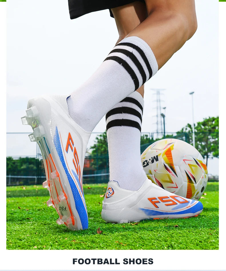 New Men Football Boots Futsal Outdoor Sneakers Match Grass Non-Slip High-quality Soccer Shoes Cleats Hot-selling High-top Light