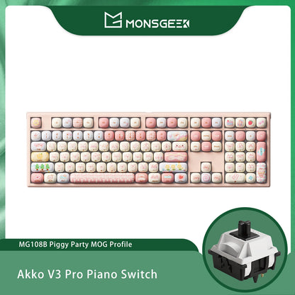 Akko MonsGeek MG108B Bun Wonderland Wireless Mechanical Keyboard MOG Profile RGB 108 Keys Full Size Hot Swap USB / 2.4G / BT 5.0