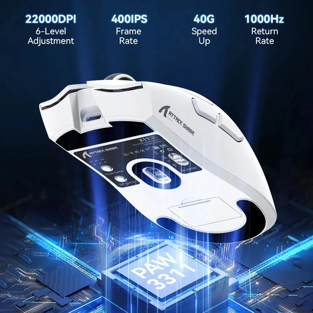 ATTACK SHARK X11SE Ultra-Light Wireless Gaming Mouse,20Million cycles life,PAW3311 Gaming,22KDPI,400IPS,40G,1KHz,65 Hours,30mAH