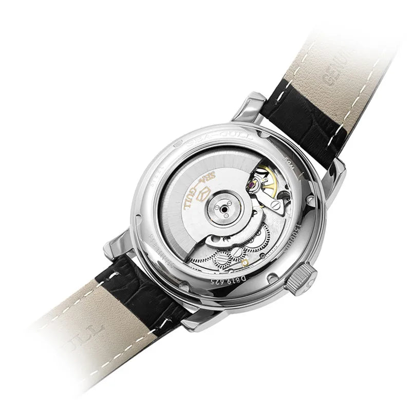 2025 New Seagull Men's Watch Automatic Mechanical Wristwatch Multi-Function Hollow Flywheel Business Simple Watch D819.622