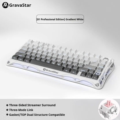 Mercury K1 Grava Star Breaking 75 RGB Mechanical Keyboard Gaming Bluetooth 2.4G Wired RGB Hotswap Gamer Non-contact Keyboard