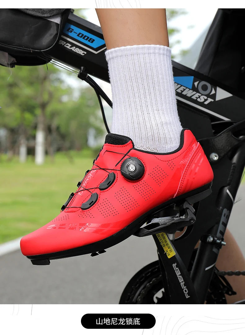 Zapatillas de ciclismo para hombre y mujer, para bicicletas de carretera, competición y carrera, con sistema automático de bloqueo, zapatillas deportivas de ciclismo de velocidad compatibles con calas SPD