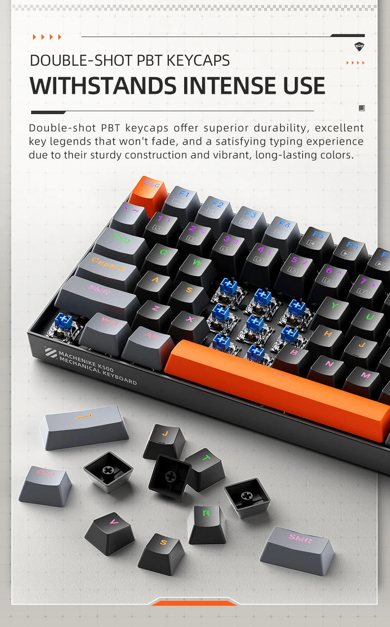 Machenike K500A-B84 Mechanical Keyboard 75% TKL Hot-Swappable Tri-Mode Wireless Gaming Keyboard RGB 84 Keys For PC Gamers Laptop