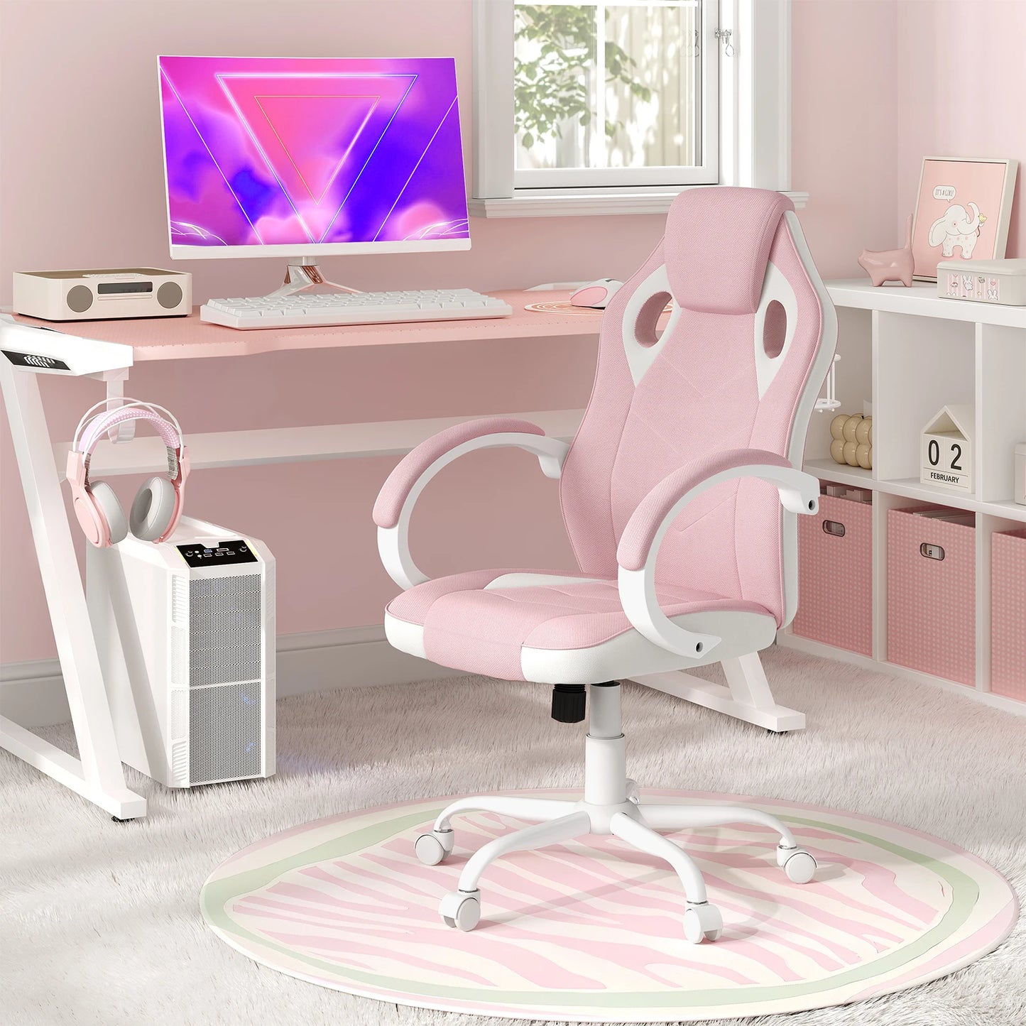 WOLTU Gaming Chair Gamer Armchair Office Computer Chair Ergonomic Design Fabric 360° Swivel Chair Adjustable Height High Back