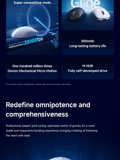 MCHOSE A7 V2 Ultra Wireless Gaming Mouse Pixart3950Ti Flagship Sensor Super 20000FPS for Accurate Tracking Support Web Driver