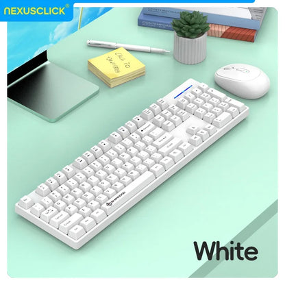 NexusClick Wireless Gaming Office Keyboard&Mouse Set Smart Power Saving Full Size 104 Keys 1600DPI Adjustable USB for Laptop PC