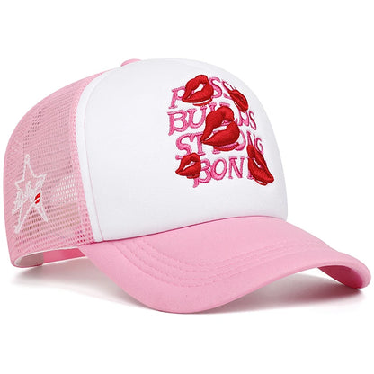 2025 Simple Creative New Mesh Hat Lipprint Embroidery Street Hip Hop Hat Outdoor Sports Sunshade Hat Daily Leisure Baseball Hat