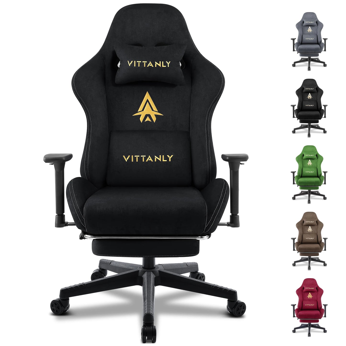 Brand Gaming Chair Breathable Ergonomic Office Chair Lumbar Support Height Adjustable Faux Suede Recliner With Footrest Headrest