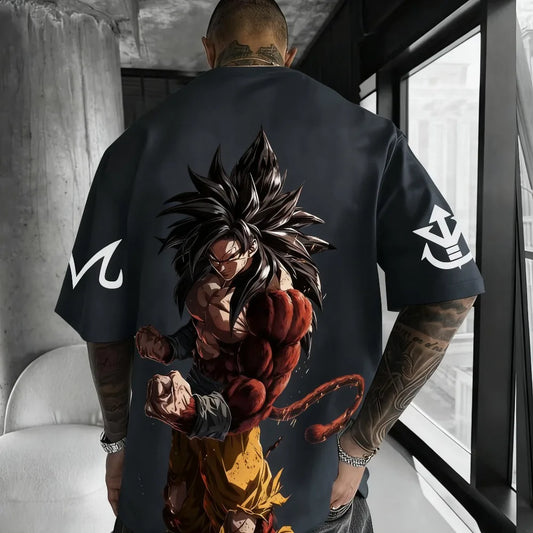Dragon Ball Anime Super Saiyan 4 T-shirt 2025 Summer Men's and Women's Street Loose Casual Versatile Parent Child Clothing Top