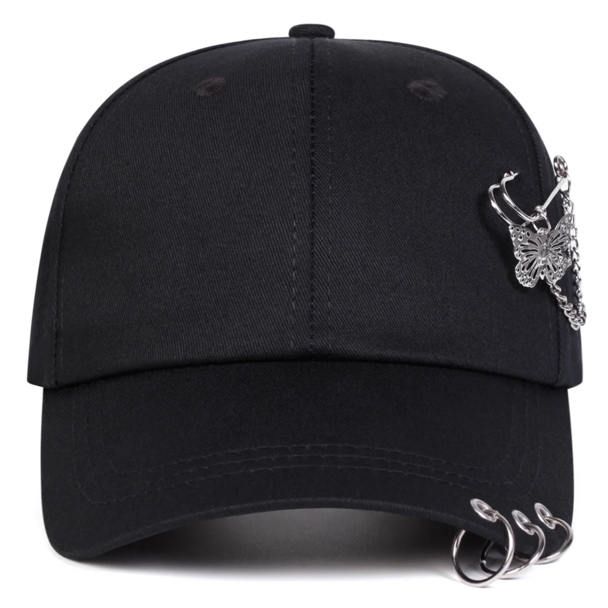 Cappellini da baseball unisex con anello a farfalla in ferro, per primavera e autunno, da esterno, casual e regolabili, cappellino parasole, cappellino sportivo