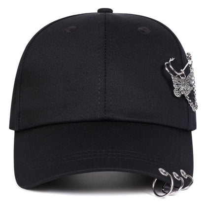 Cappellini da baseball unisex con anello a farfalla in ferro, per primavera e autunno, da esterno, casual e regolabili, cappellino parasole, cappellino sportivo