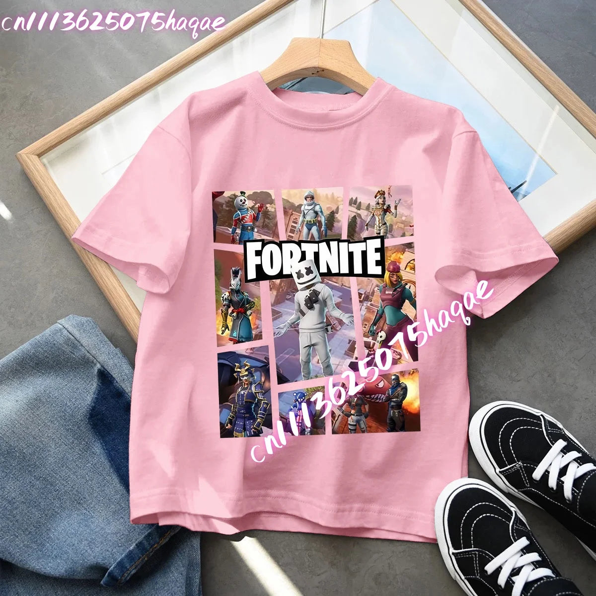 Série Fortnite – letní dětské tričko s krátkým rukávem pro chlapce a dívky, kreslený potisk, herní top, vtipný dárek k narozeninám