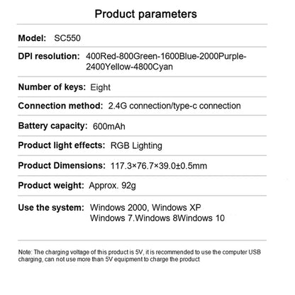 AULA SC550 Wireless Gaming Mouse Dual-mode Rechargeable Luminous Mechanical gaming mouse for Desktop/laptop E-sports USB Mouse