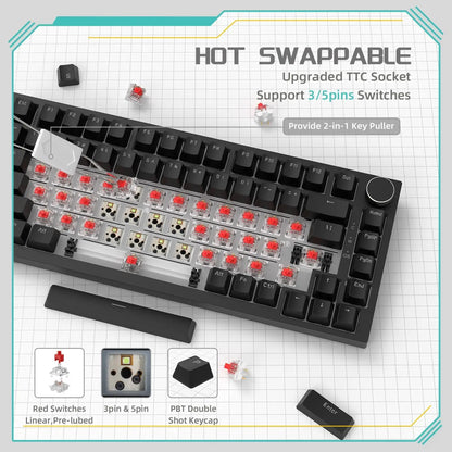 AJAZZ AK820 Rotary Volume Buttons Hot-Swappable Keys For Office AndHome Mechanical Keyboards DIY
