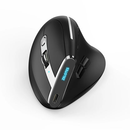 ZELOTES F36 Vertical Wireless Mouse Bluetooth Ergonomic Mice Rechargeable Programmable Gaming Mouse 2.4G 2400DPI for Laptop PC