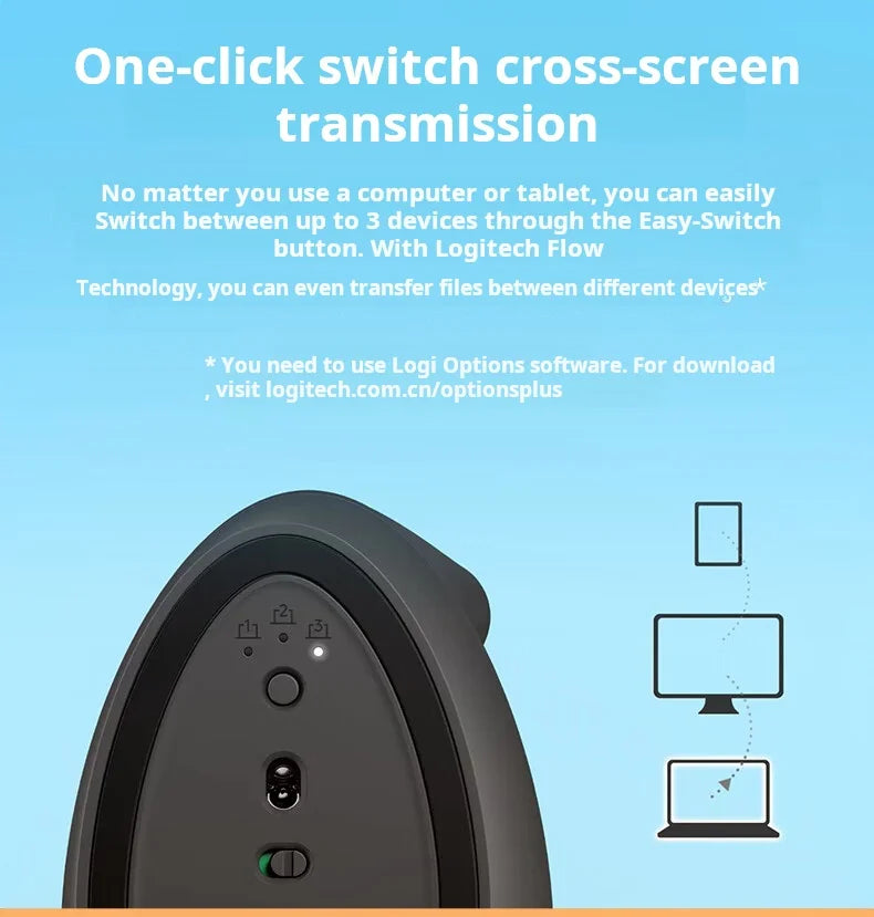 Logitech Lift Ergonomic Bluetooth Wireless Mouse Vertical Mouse Small Mouse Business Office 3 Devices Switch In Seconds