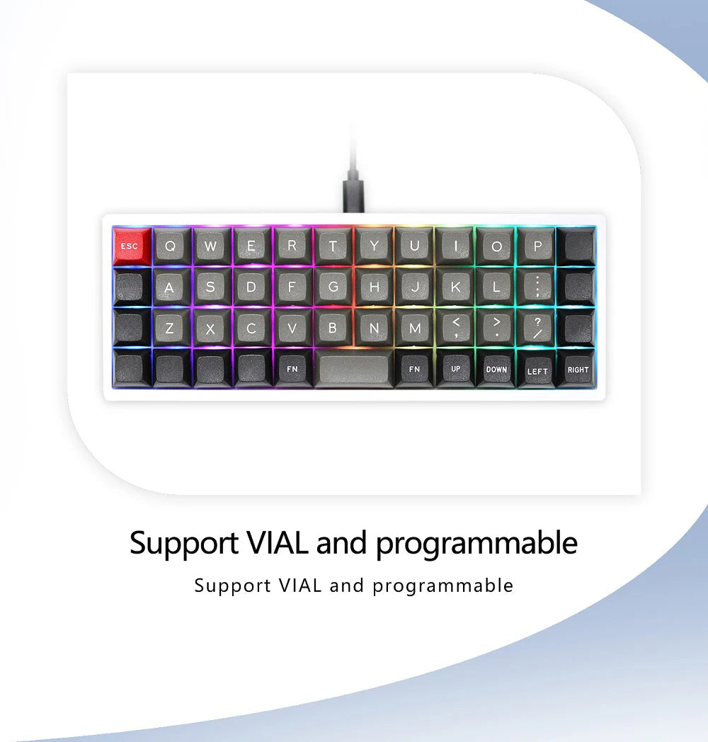 CSTC40 40 RGB 40% Hot Swappable Mechanical Keyboard PCB Programmed VIA VIAL software Macro Firmware RGB Switch Type C Planck