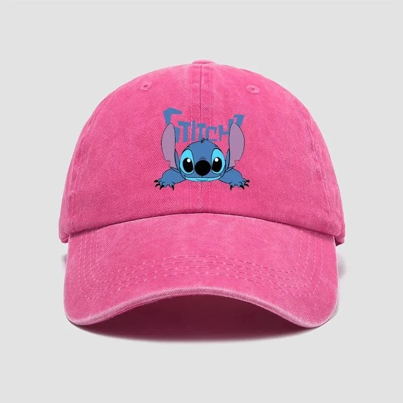Stitch Casual Hat Kawaii Cartoon Anime Figure Baseball Caps Breathable Snapback Sun Hats Adjustable Peaked Cap Unisex Kids Gifts