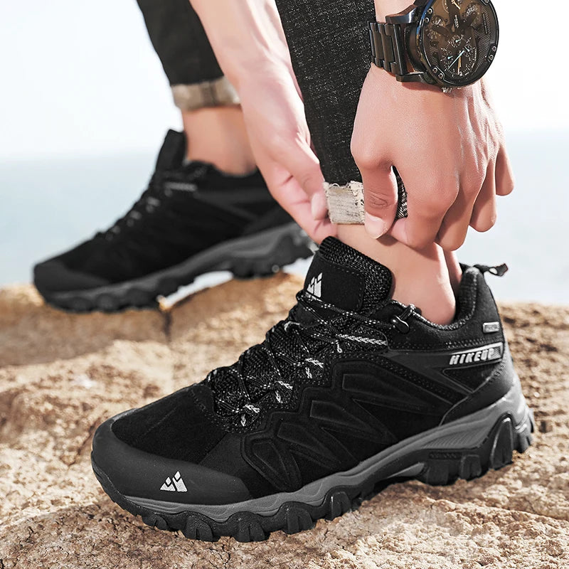 HIKEUP Scarpe da trekking in pelle di alta qualità, resistenti, da outdoor sportivo, da uomo, con lacci, per escursionismo, arrampicata e caccia