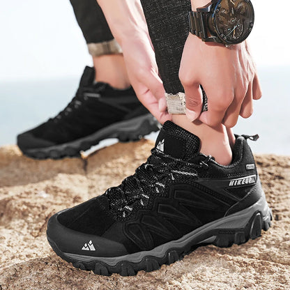 HIKEUP Scarpe da trekking in pelle di alta qualità, resistenti, da outdoor sportivo, da uomo, con lacci, per escursionismo, arrampicata e caccia