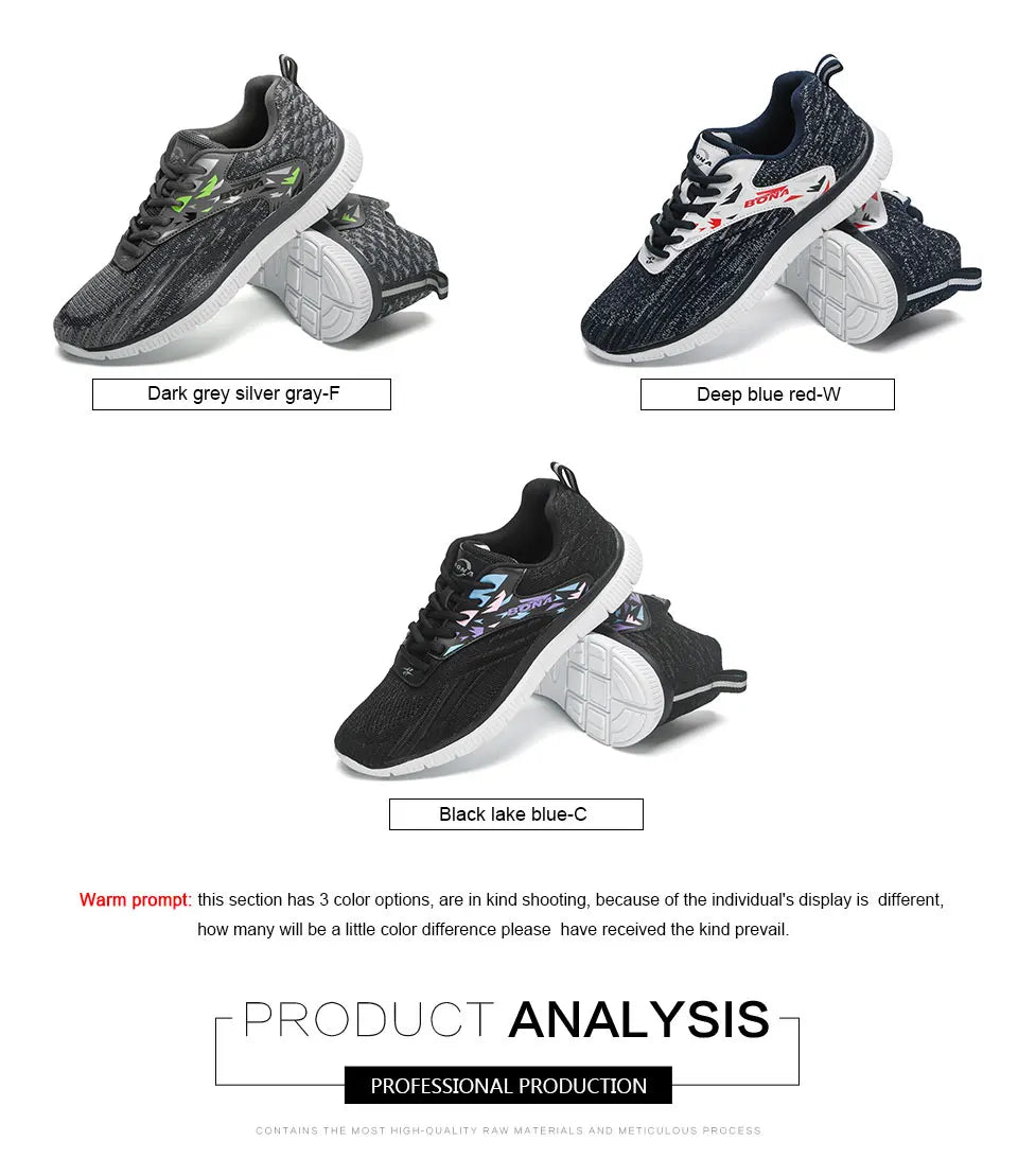 BONA 2023 New Designers Soft Running Shoes Lightweight Breathable Sneakers Man Jogging Walking Athletic Training Shoe Mansculino